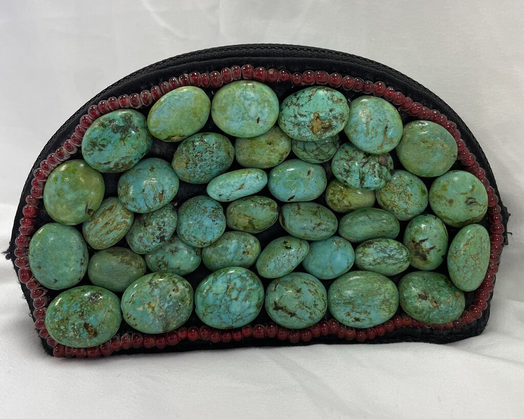 ANTIQUE TIBETAN TURQUOISE PURSE