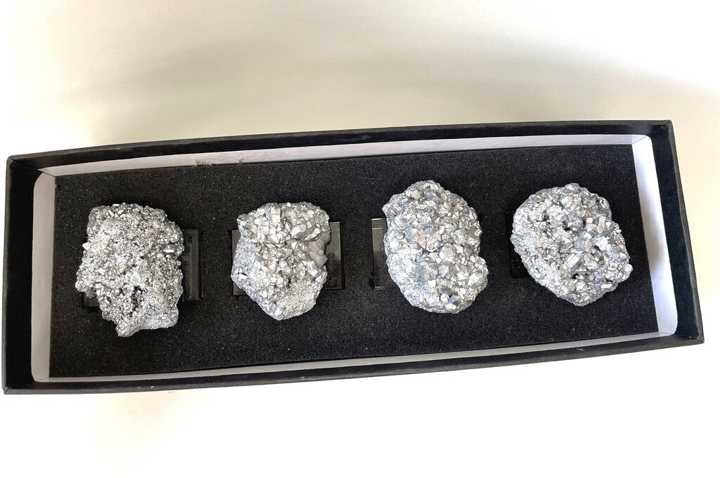 PYRITE NAPKIN RINGS SET OF 4