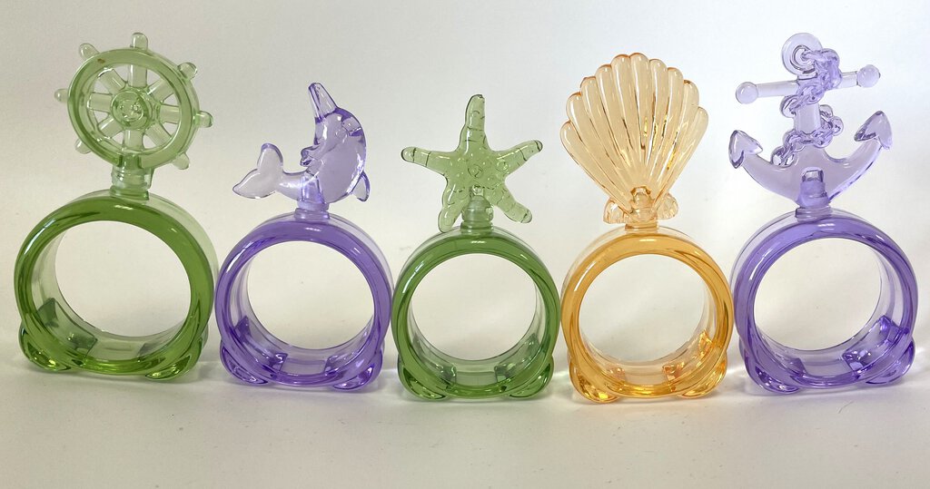 COLORFUL COASTAL NAPKIN RINGS SET OF 5