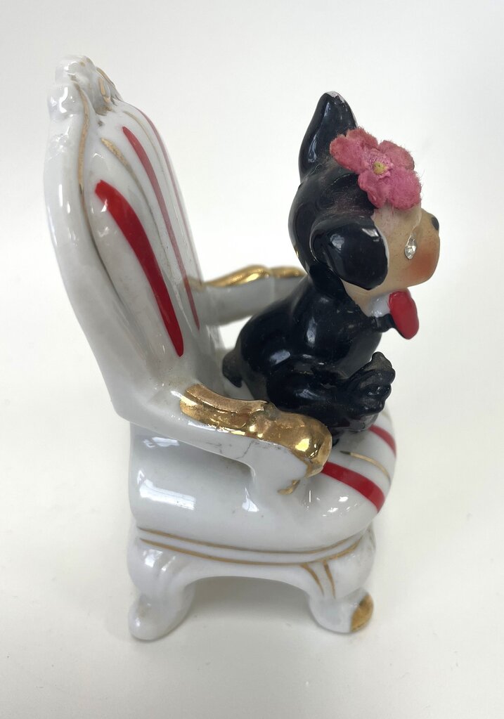 RARE VINTAGE JAPAN DOG ON CHAIR
