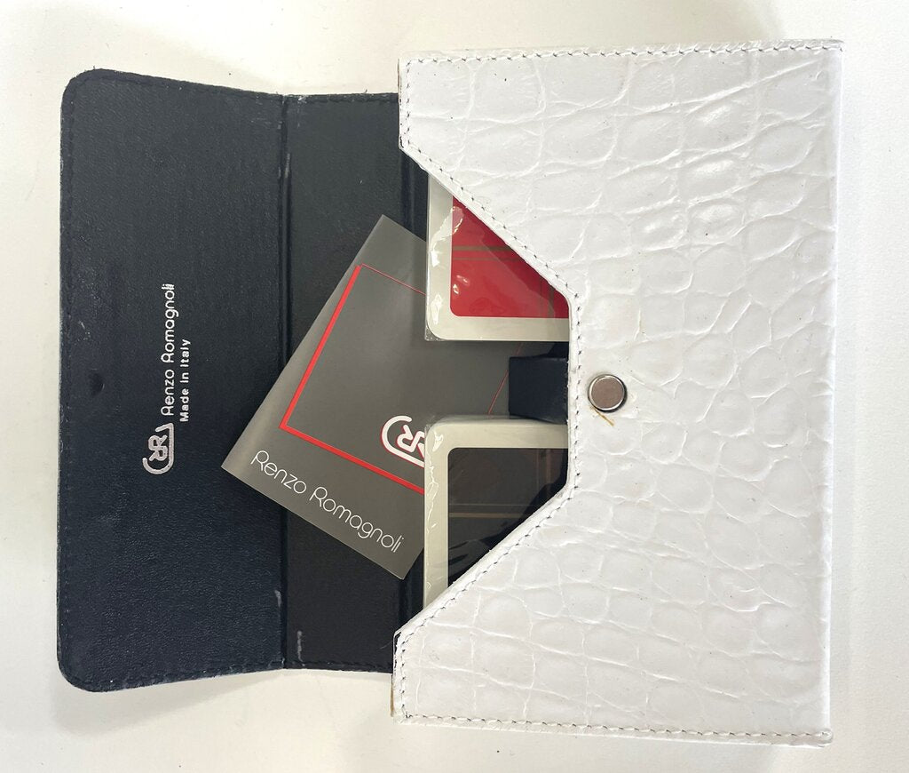 RENZO ROMAGNOLI PLAYING CARDS IN LEATHER BOX