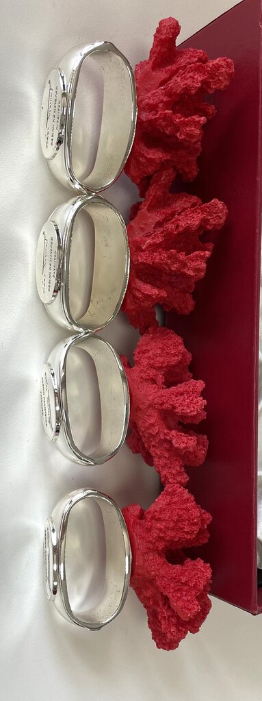 HANS TURNWALD RED CORAL NAPKIN RINGS SET OF 4