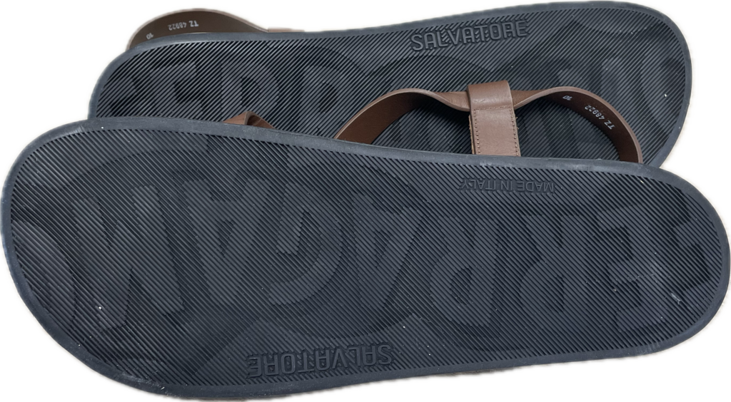 SALVATORE FERRAGAMO LEATHER NOSTRO SANDALS BROWN (NEW) UK SIZE10