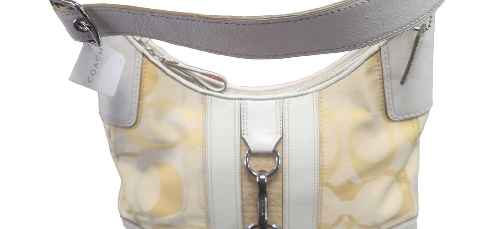 AUTHENTIC COACH HOBO SHOULDER BAG PURSE YELLOW WHITE F13336 SPRING SUMMER