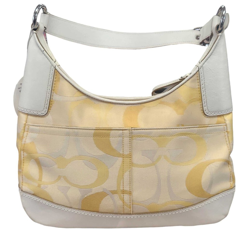 AUTHENTIC COACH HOBO SHOULDER BAG PURSE YELLOW WHITE F13336 SPRING SUMMER