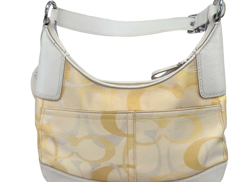 AUTHENTIC COACH HOBO SHOULDER BAG PURSE YELLOW WHITE F13336 SPRING SUMMER
