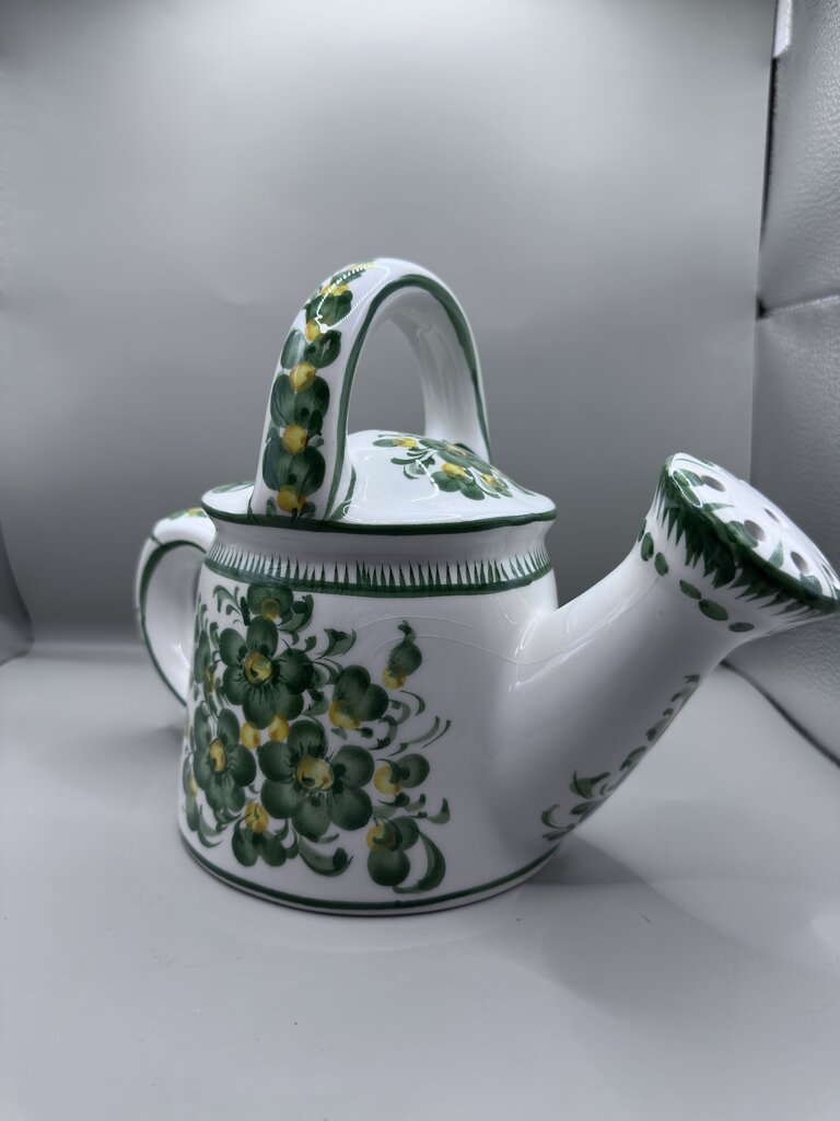 CERAMIC GREEN FLOWER WATERING CAN