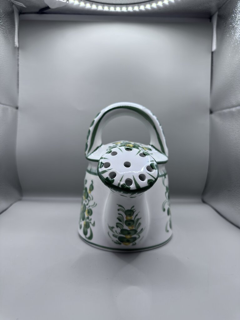 CERAMIC GREEN FLOWER WATERING CAN