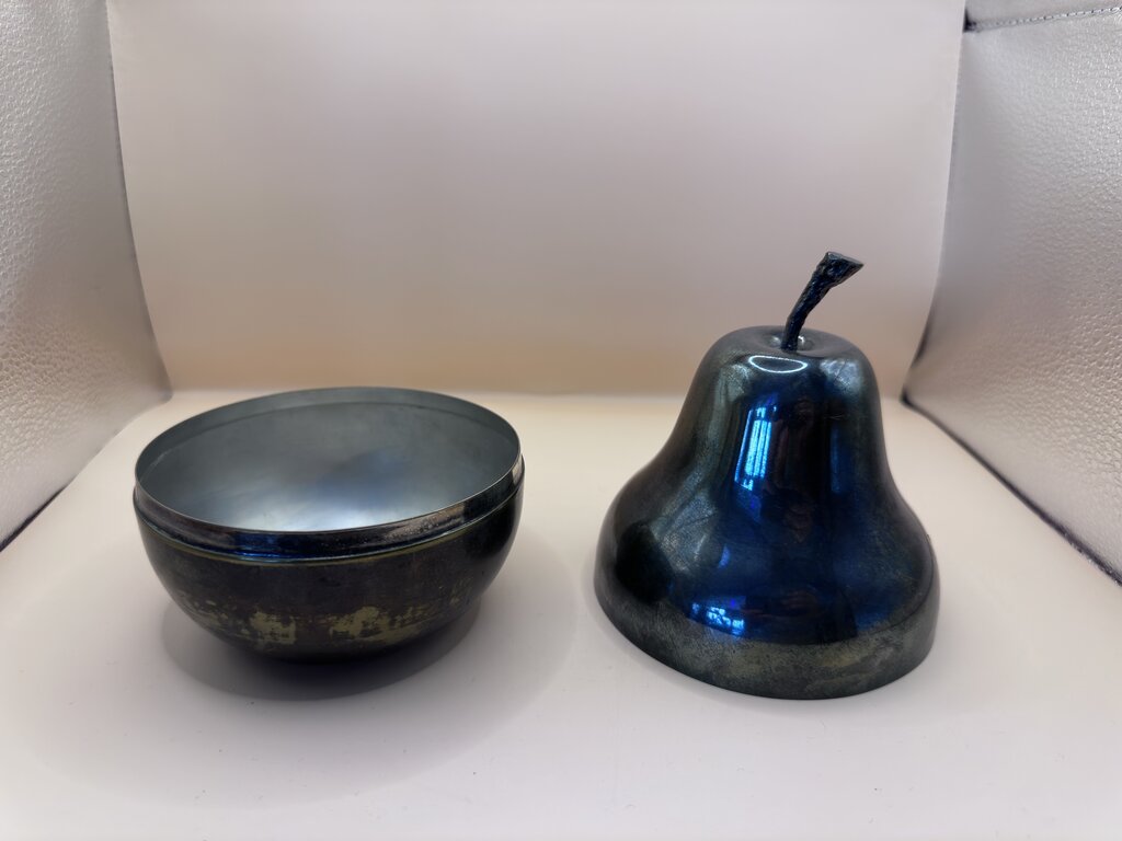 VINTAGE SILVER PLATED PEAR LIDDED CONTAINER
