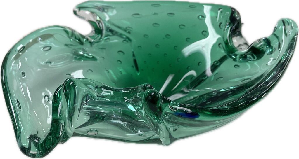 GREEN BUBBLE GLASS BOWL