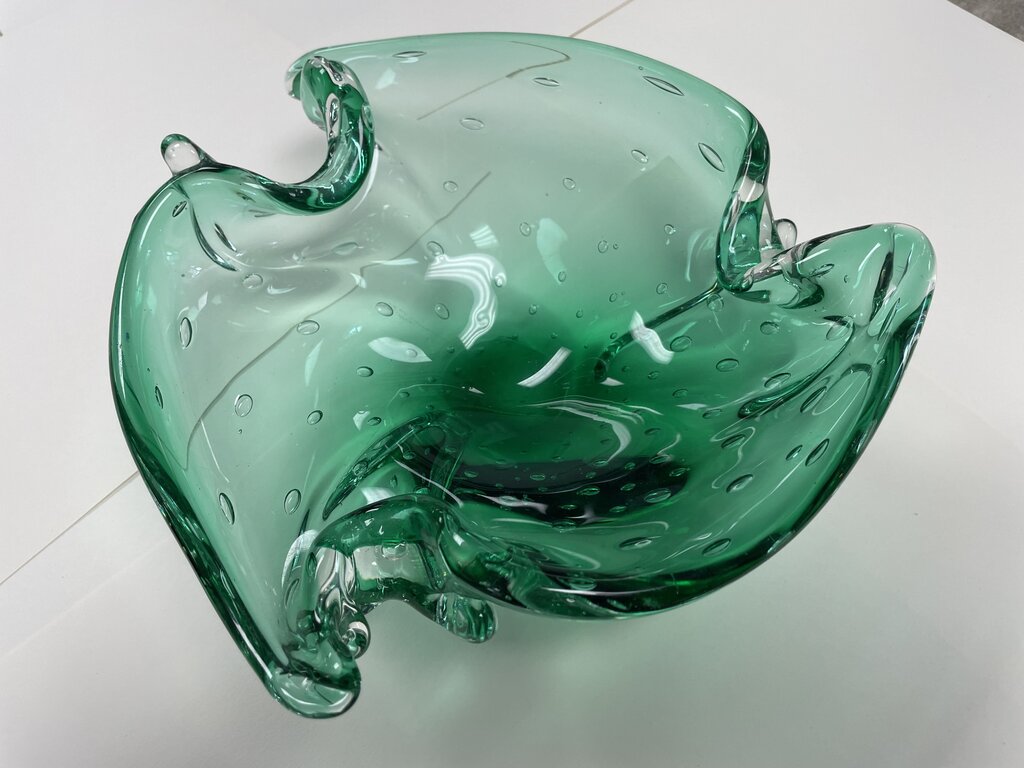GREEN BUBBLE GLASS BOWL