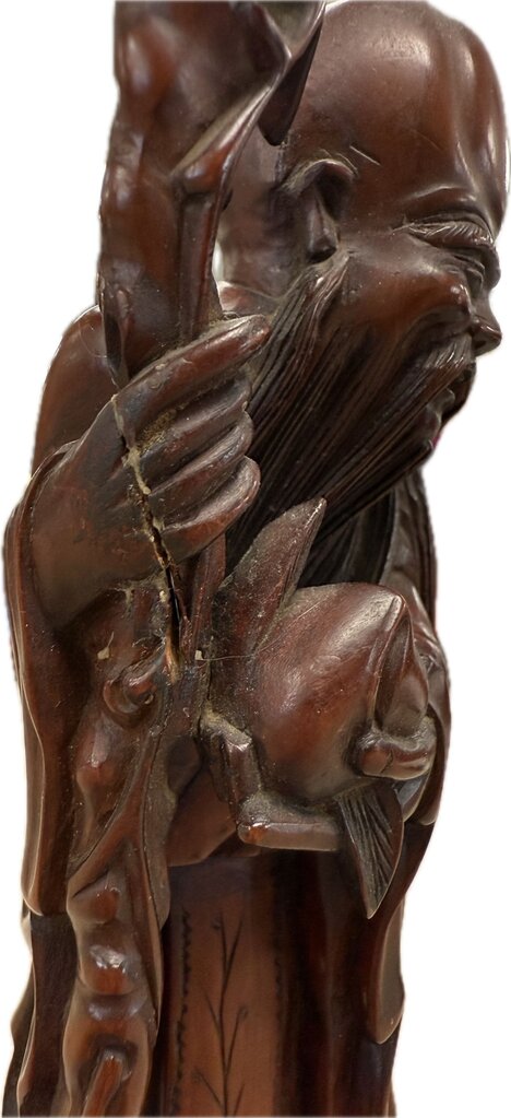 ANTIQUE CHINESE WOOD CARVED SHOULAO