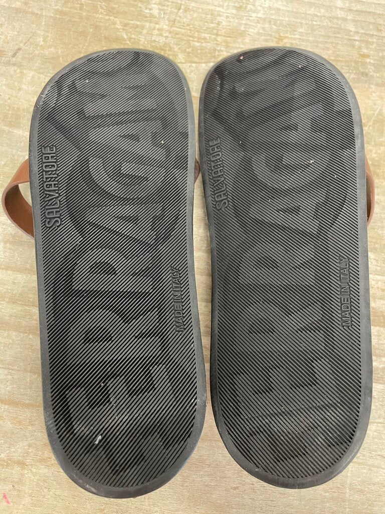 SALVATORE FERRAGAMO LEATHER NOSTRO SANDALS BROWN (NEW) UK SIZE10