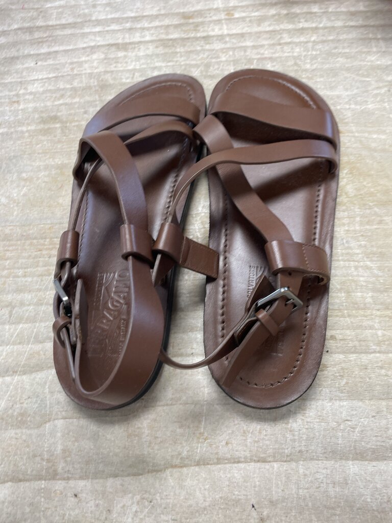 SALVATORE FERRAGAMO LEATHER NOSTRO SANDALS BROWN (NEW) UK SIZE10