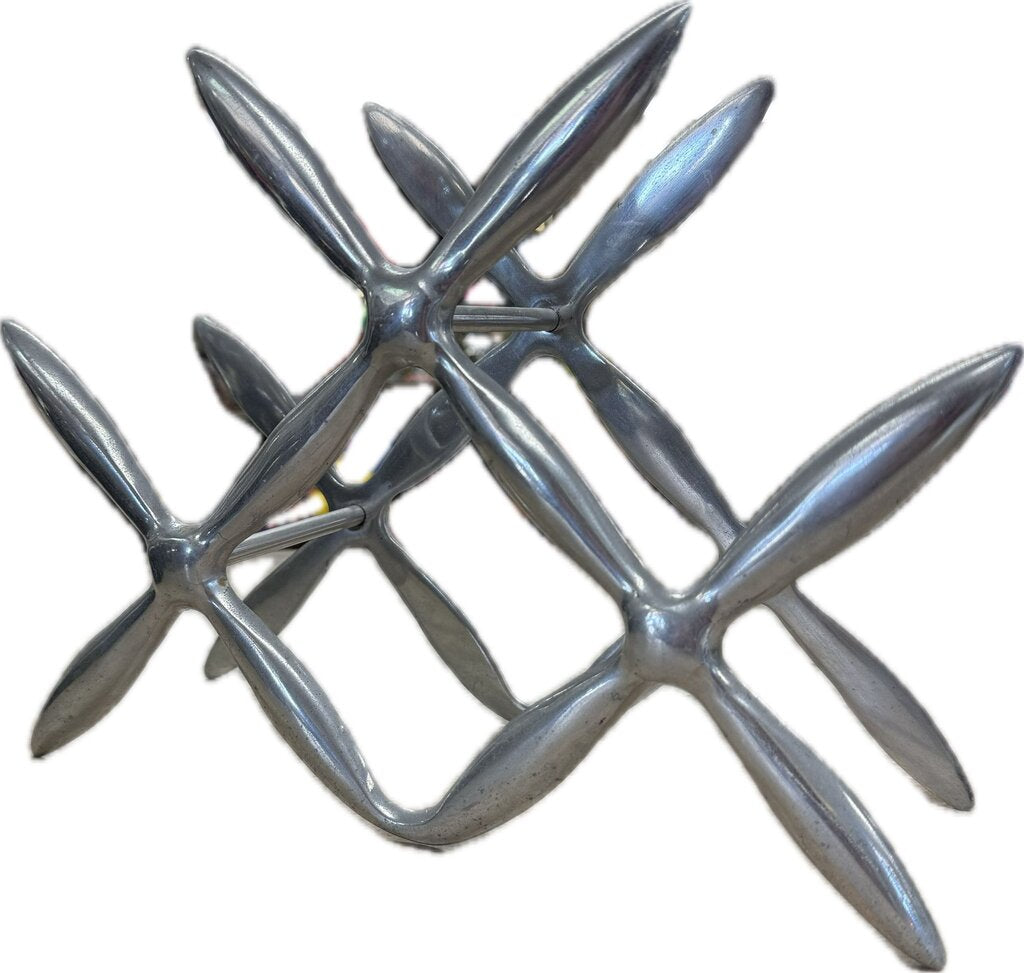 VINTAGE MCM PROPELLER STYLE TABLETOP BOTTLE RACK