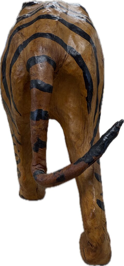 VINTAGE LEATHER TIGER WITH GLASS EYES