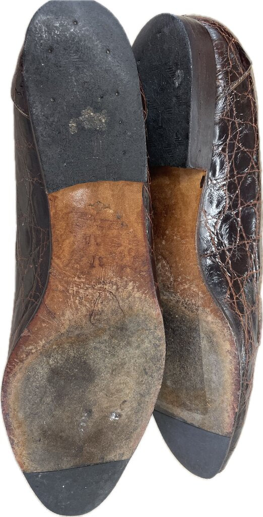 VINTAGE GUCCI CROC SKIN LOAFERS