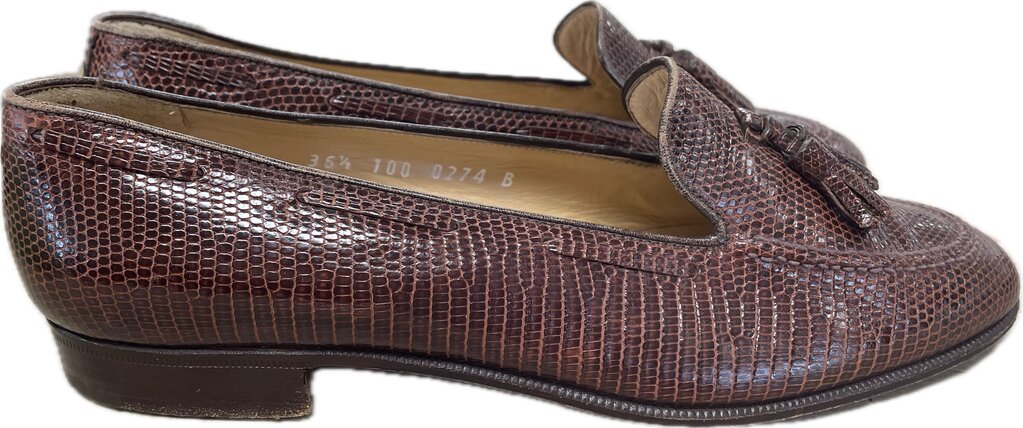 VINTAGE GUCCI LIZARD SKIN LOAFERS SIZE:36.5