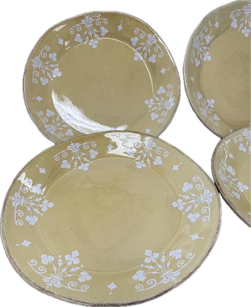 RARE CERAMICHE UMBRE BY TIRIDUZZI YELLOW CERAMIC DISHES SET OF 12