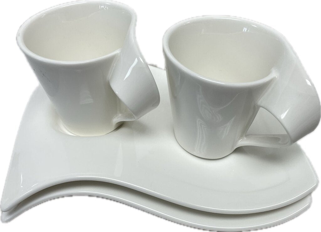 VILLEROY AND BOCH NEW WAVE CAFFE SET OF 2 CUPS AND SAUCERS