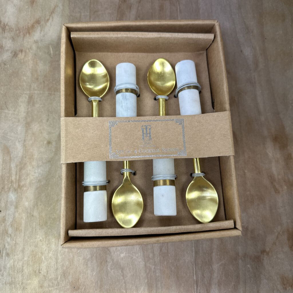 MARBLE COCKTAIL SPOON SET OF 4 NEW