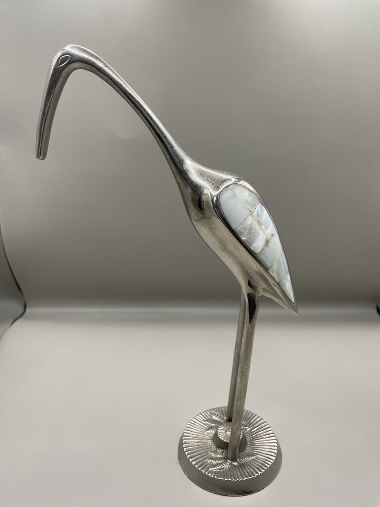 CHROME AND MOTHER OR PEARL BIRD FIGURE