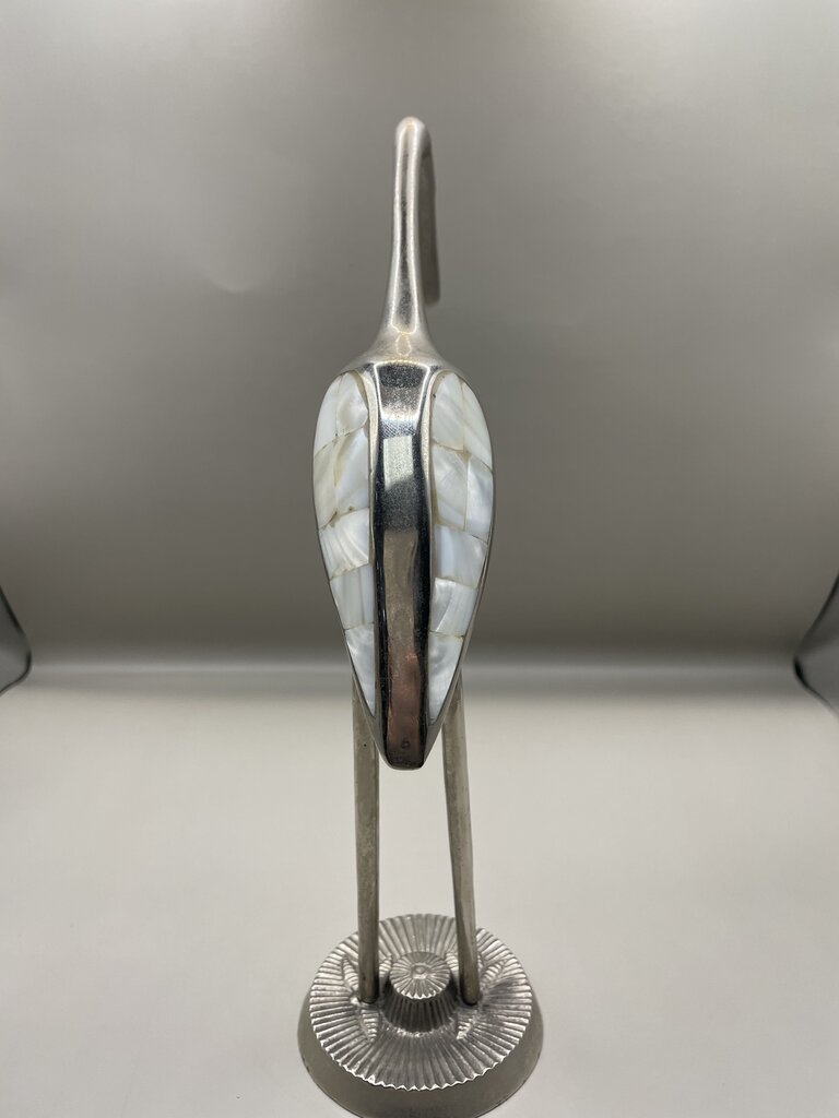 CHROME AND MOTHER OR PEARL BIRD FIGURE