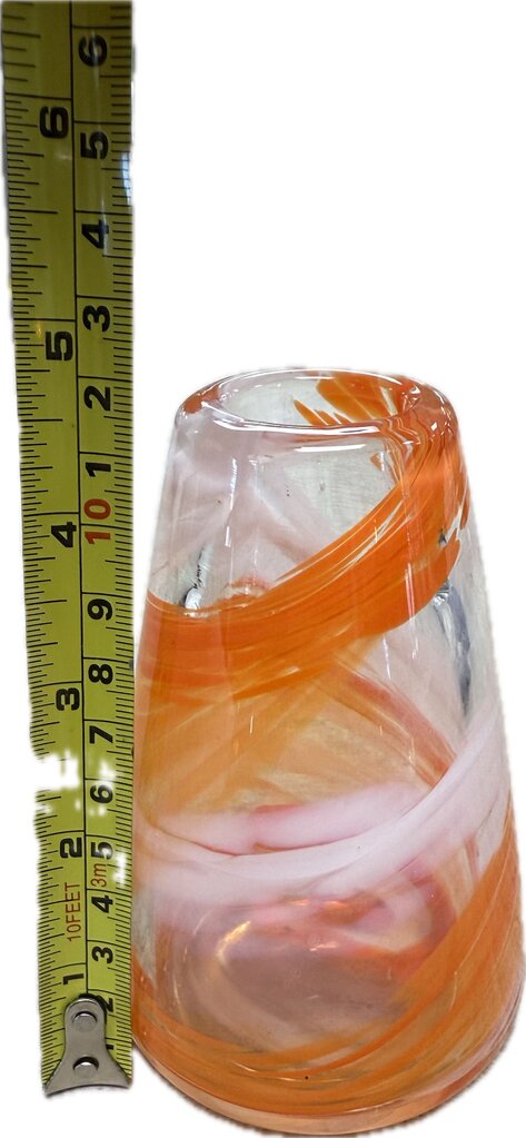 ORANGE AND WHITE SWIRL VASE