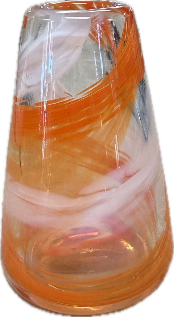 ORANGE AND WHITE SWIRL VASE