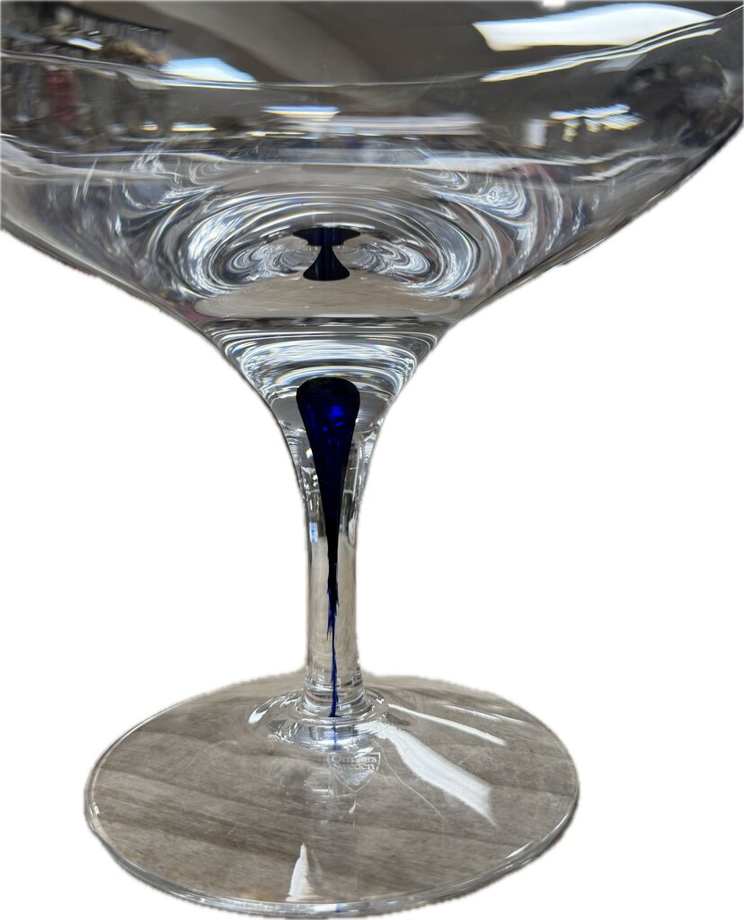 VINTAGE ORREFORS INTERMEZZO BLUE DROP CRYSTAL COMPOTE BOWL