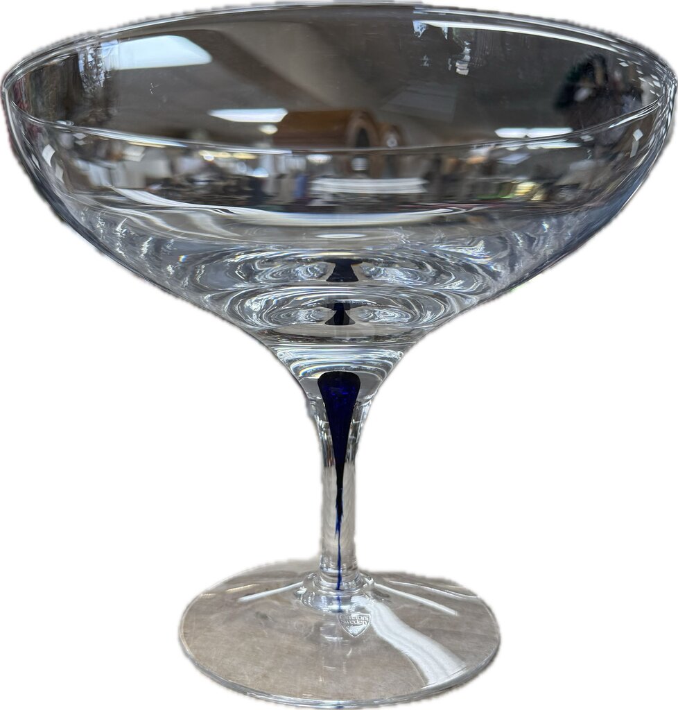 VINTAGE ORREFORS INTERMEZZO BLUE DROP CRYSTAL COMPOTE BOWL