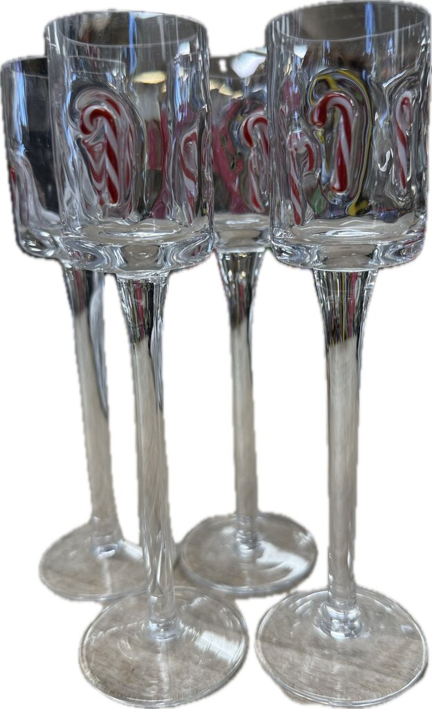 ARTLAND CANDY CANE CORDIAL GLASSES SET OF 4