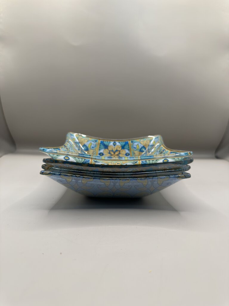 PRIMA DESIGNS SET OF 4 BOWLS PECOCK FEATHERS