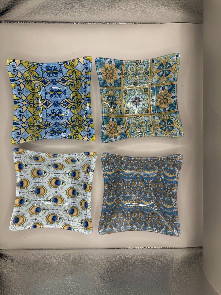 PRIMA DESIGNS SET OF 4 BOWLS PECOCK FEATHERS