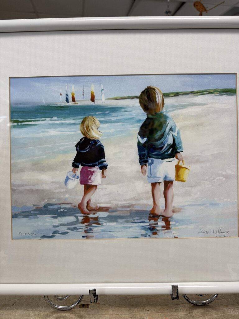 SIGNED JOSEPH LAPIERRE BEACH FRIENDS ART