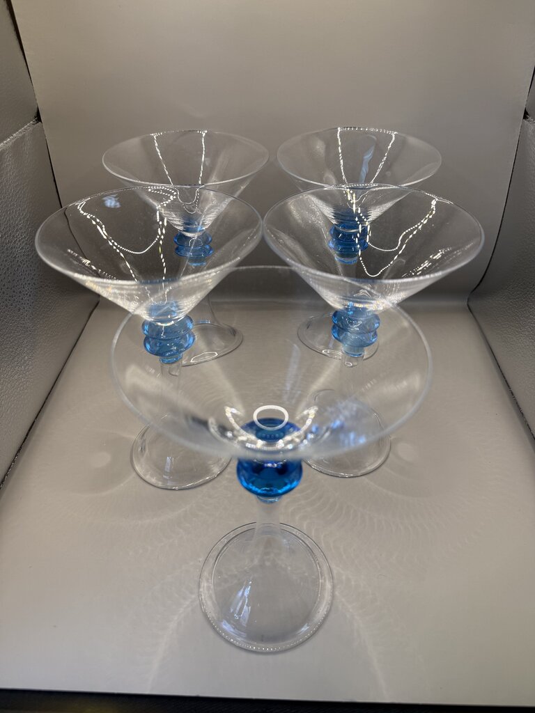 TRUMPET STEM BOMBAY SAPPHIRE MARTINI GLASSES SET OF 5
