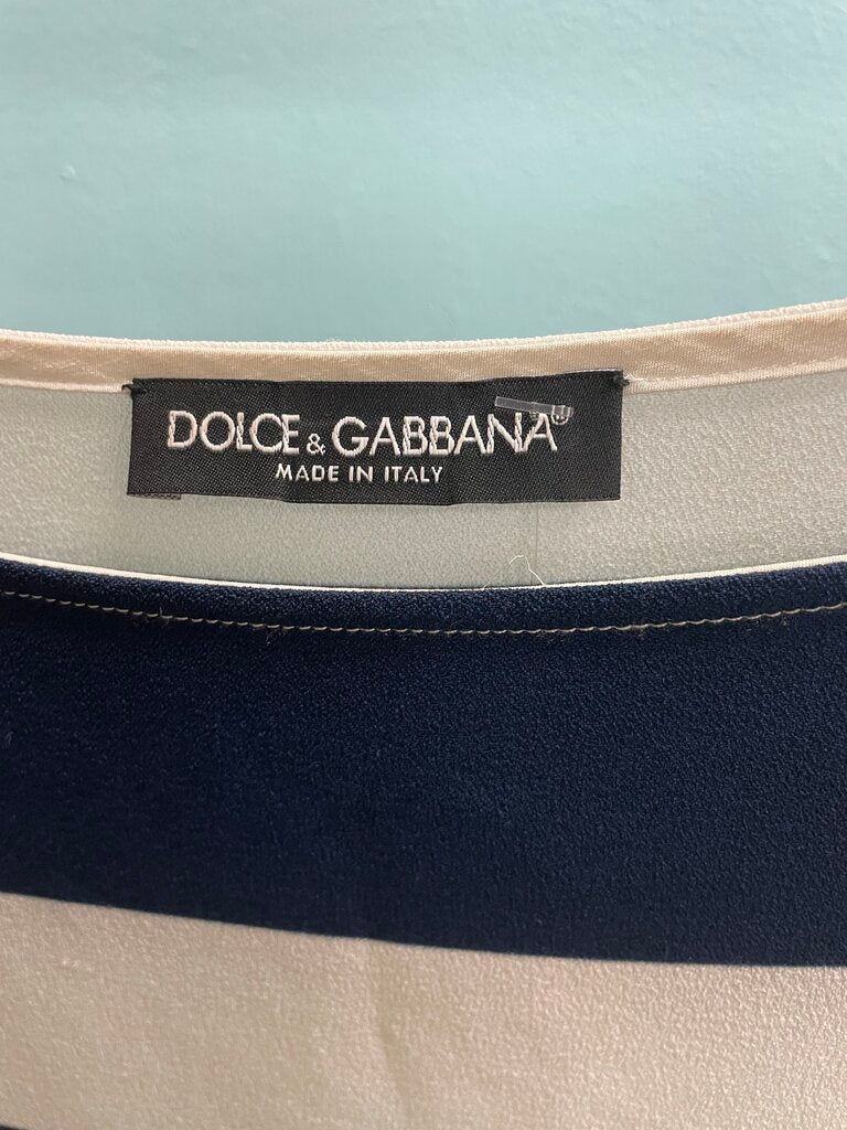 DOLCE AND GABBANA NAVY AND WHITE STRIPED TOP