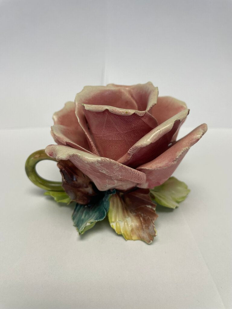 CAPODIMONTE ROSE CANDLE HOLDER