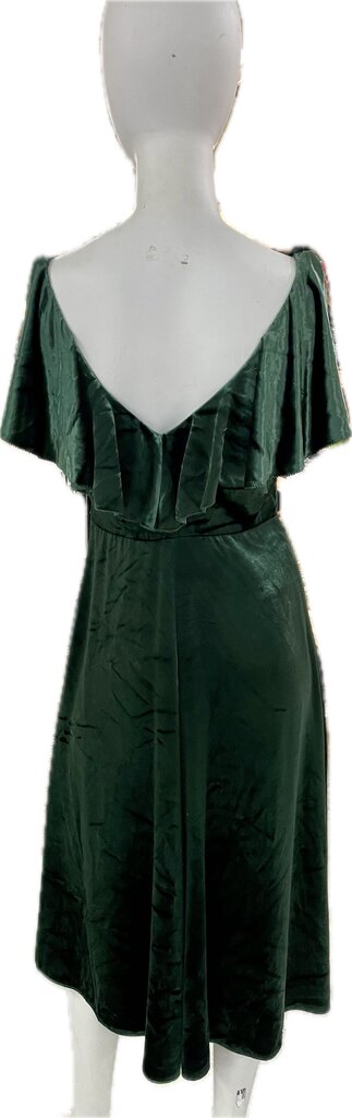 VALENTINO VELVET EMERALD GREEN RUFFLED MIDI DRESS SZ 4