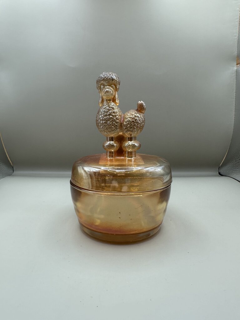 VINTAGE 1920S CARNIVAL GLASS PODDLE TRINKET BOX
