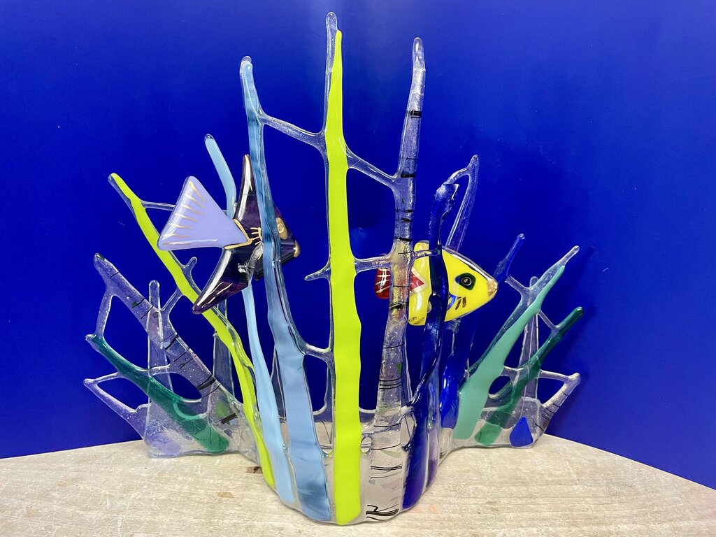 FISH GLASS ART SIGNED CATLOW