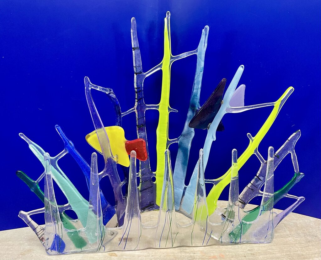FISH GLASS ART SIGNED CATLOW