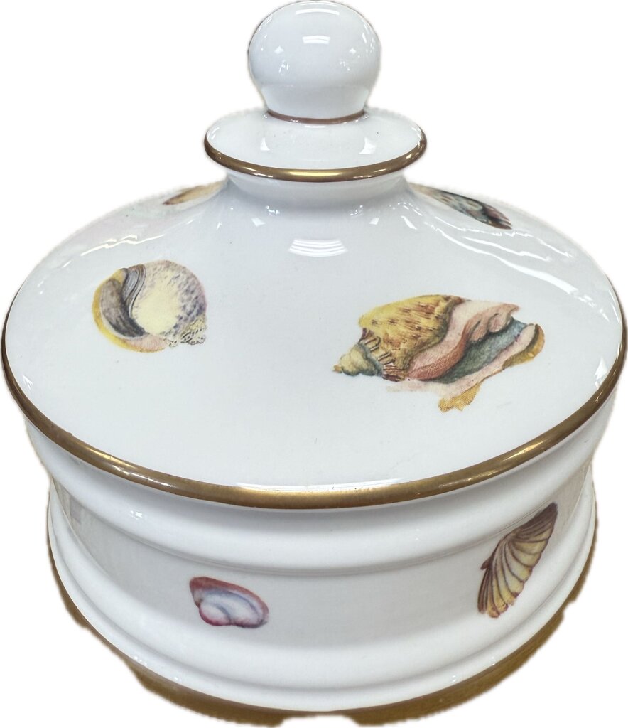 BONE CHINA LIDDED SHELL BATHROOM STORAGE DISH