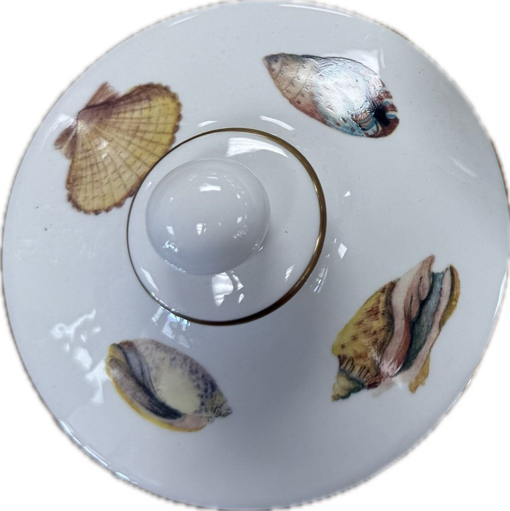 BONE CHINA LIDDED SHELL BATHROOM STORAGE DISH