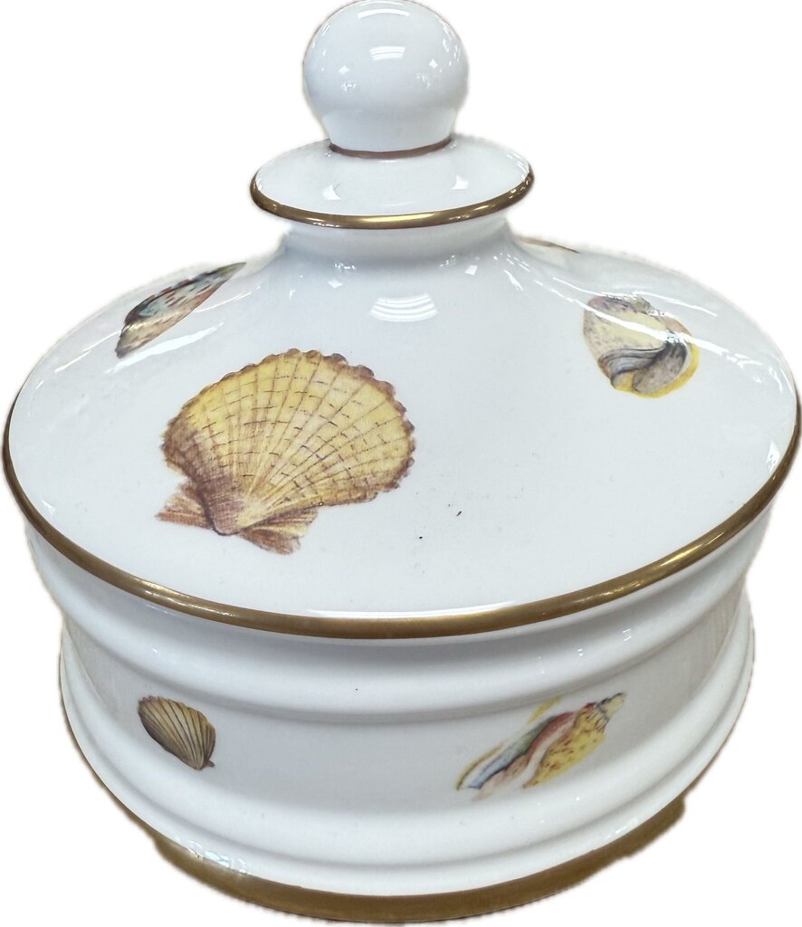 BONE CHINA LIDDED SHELL BATHROOM STORAGE DISH