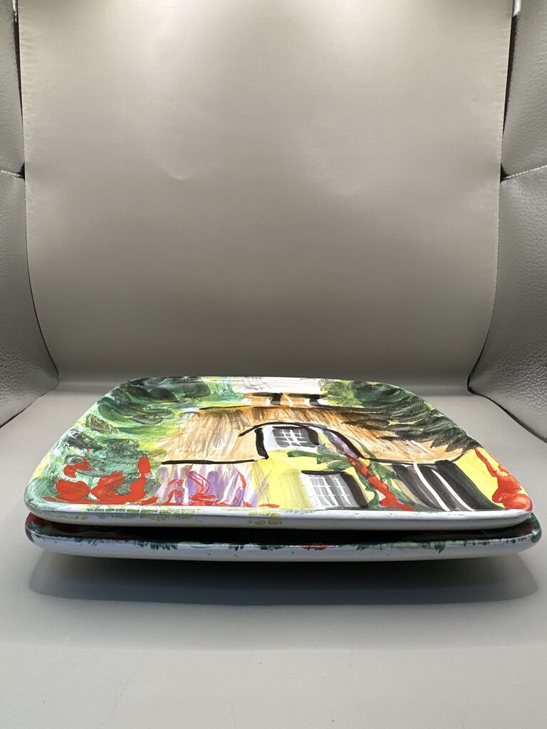 LILLY VERNON SQUARE PAINTED PLATES SET OF 2