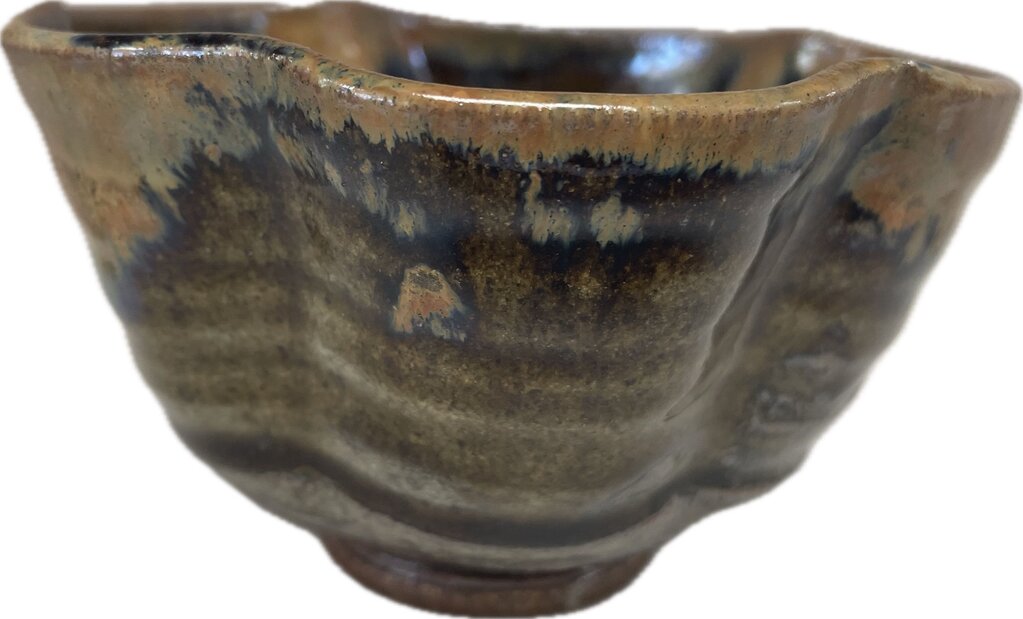 SIGNED FLOWER FROG POTTERY BOWL