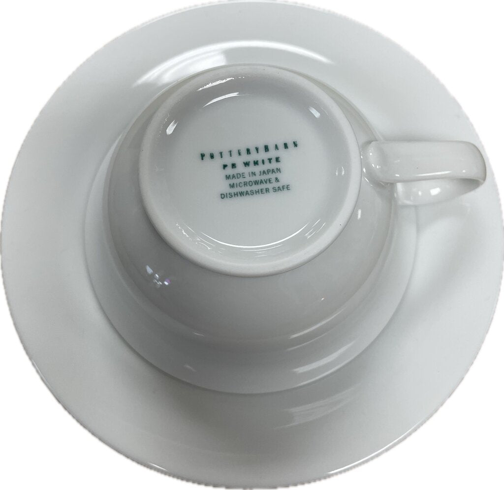POTTERY BARN WHITE PORCELAIN COFFEE CUP SET OF 4