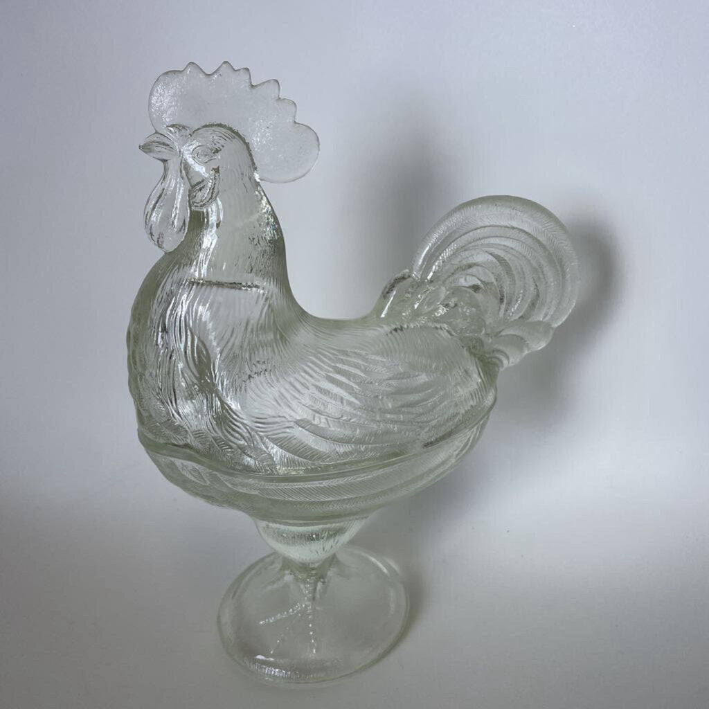 VINTAGE ROOSTER LIDDED CANDY DISH