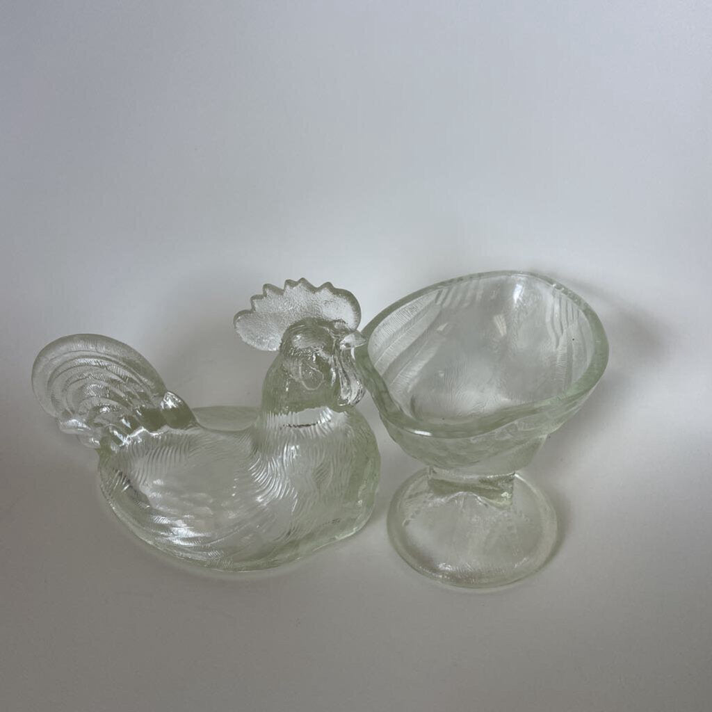VINTAGE ROOSTER LIDDED CANDY DISH